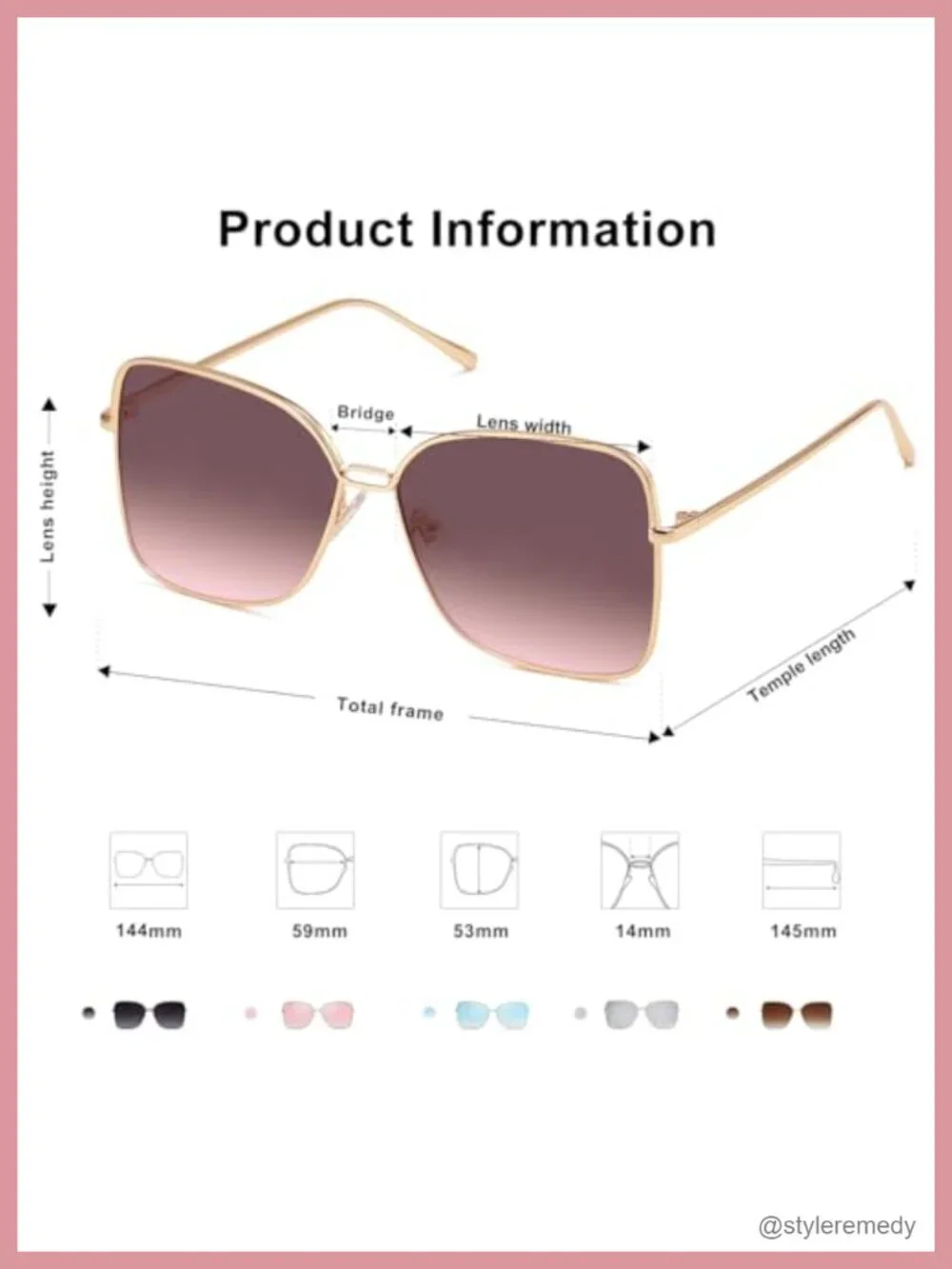 Trendy Square Oversized Sunglasses UV400 Large Big Designer Shades Metal Frame